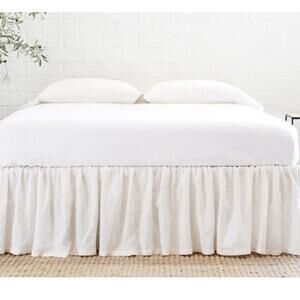 $402 New Pom Pom At Home 100% Linen King Size Gathered Bedskirt Color Cream